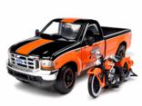 1999 Ford F350 1/27 Diecast with El Knucklehead Motorcyle 1/24 Harley Davidson Version